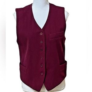 Vintage Ann Taylor Vest Jacket Wool Cashmere Blend USA Dark Red Size Small